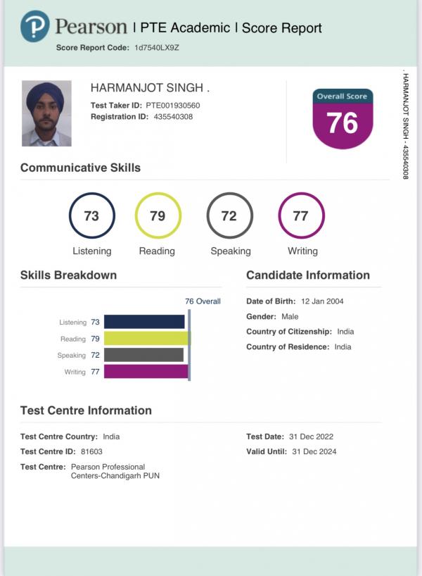 HARMANJOT SINGH PTE TRF